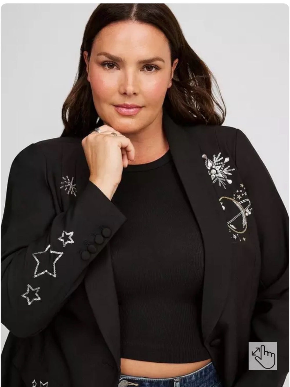 NWT torrid Black Embellished Star & Moon Blazer - Picture 5 of 8